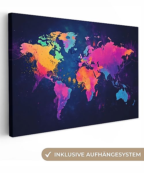 OneMillionCanvasses® Leinwandbild Weltkarte - Bunt - günstig online kaufen
