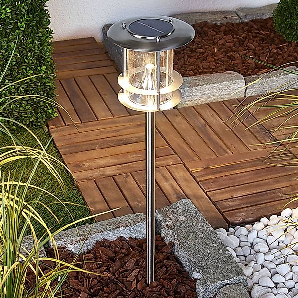 LED-Solarlampe Sumaya, Edelstahl, 65 cm hoch, Erdspieß günstig online kaufen