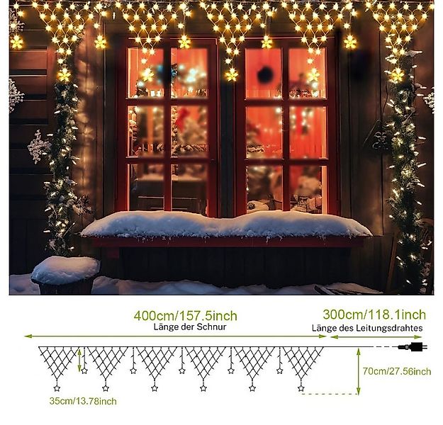 PRIISF LED-Lichtervorhang 4M Eisregen Lichterkette Weihnachtsbeleuchtung Xm günstig online kaufen