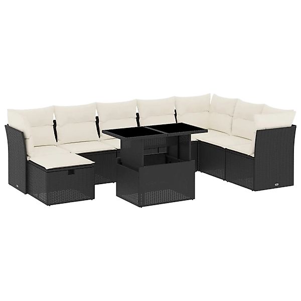 vidaXL 9-Tlg Garten-Sofagarnitur mit Kissen Schwarz Poly Rattan 3274706 günstig online kaufen