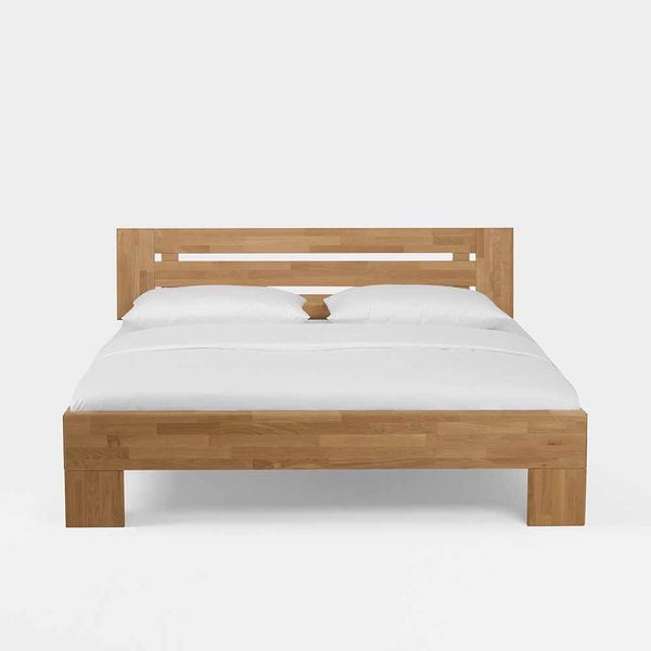 Bett aus Wildeiche Massivholz Honigfarben geölt günstig online kaufen