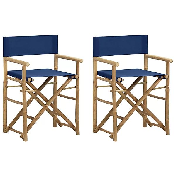 Klappbare Regiestühle 2 Stk. Blau Bambus Und Stoff günstig online kaufen