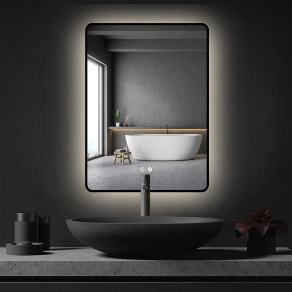 Apejoy Badspiegel 60x80cm LED Schwarz Gold günstig online kaufen