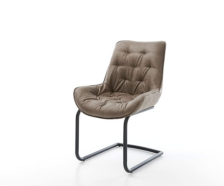 Freischwinger Taimi-Flex Mikrofaser Taupe Vintage Freischwinger rund Schwar günstig online kaufen