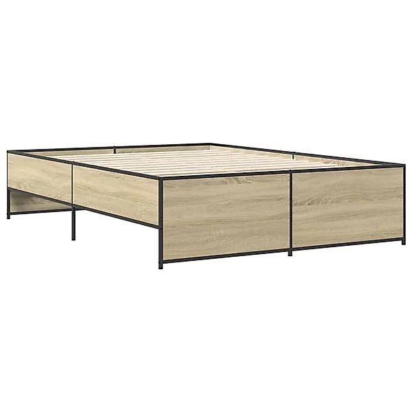 vidaXL Bettgestell Sonoma-Eiche 140x190 cm Holzwerkstoff und Metall 3279898 günstig online kaufen