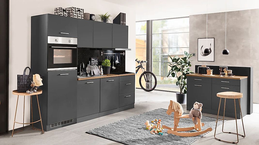 KOCHSTATION Küchenzeile "KS-Kehl" mit E-Geräten, Breite 240 cm, inkl. Kühls günstig online kaufen