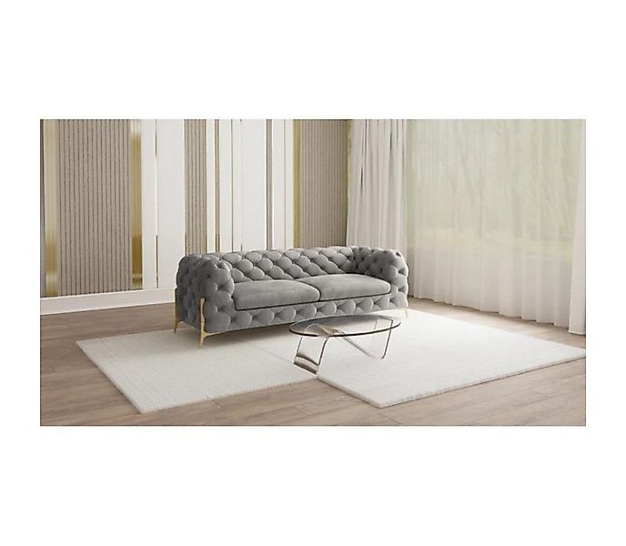 S-Style Möbel Chesterfield-Sofa Ashley Chesterfield Sofa mit Goldenen Metal günstig online kaufen