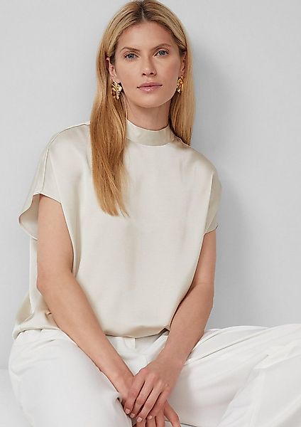 s.Oliver Kurzarmbluse Bluse Satinierte Viskosemix-Bluse im Relaxed Fit mit günstig online kaufen