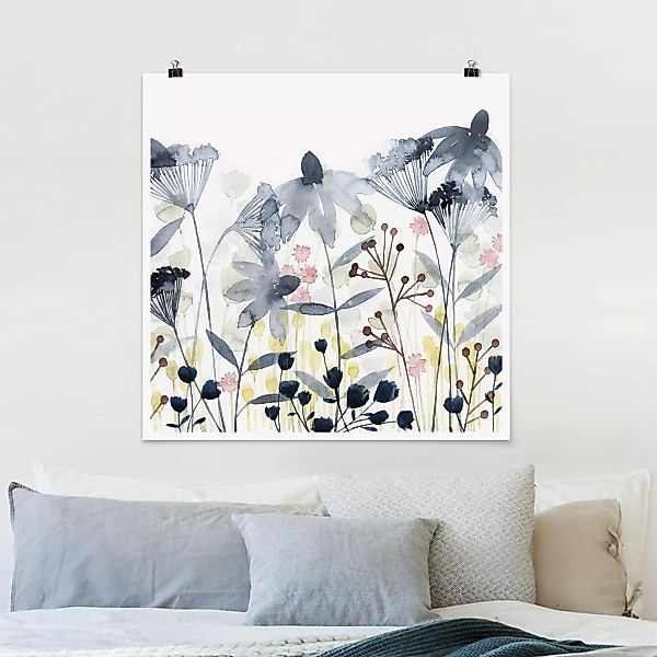 Poster Blumen - Quadrat Wildblumen Aquarell II günstig online kaufen