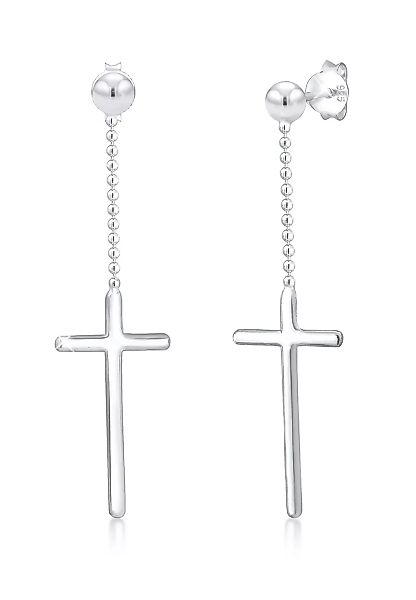 Elli Paar Ohrhänger "Ohrhänger Kreuz Geo Trend Minimal Look 925 Silber" günstig online kaufen