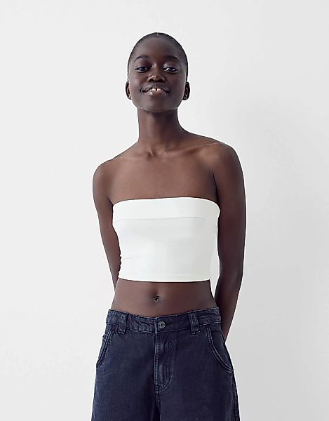 Bershka Bandeau-Top Mit Umschlag Damen S Rohweiß günstig online kaufen