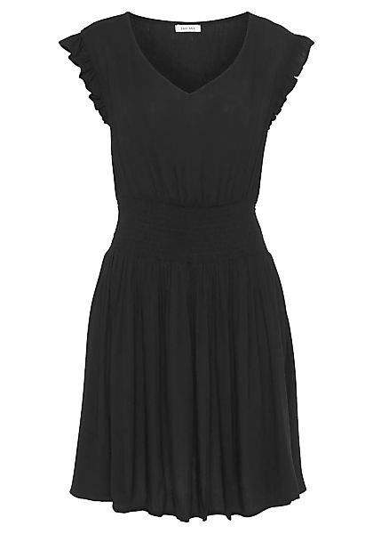 LASCANA Sommerkleid mit breitem Smokeinsatz in der Taille, kurzes Strandkle günstig online kaufen