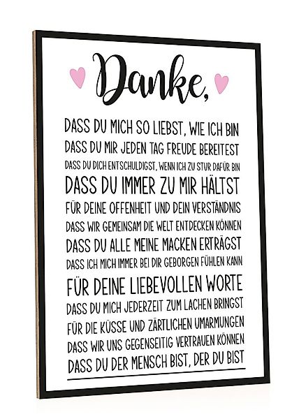 GRAVURZEILE Holzbild mit Spruch Danke - günstig online kaufen
