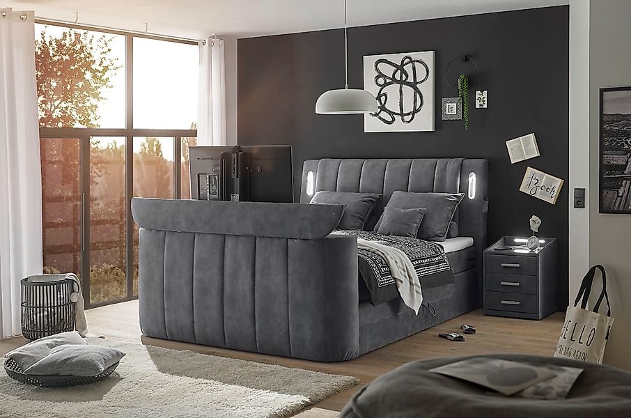 ED EXCITING DESIGN Boxspringbett »Dallas«, inkl. Topper, LED-Beleuchtung, T günstig online kaufen