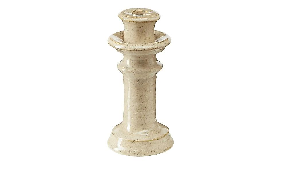 HOME STORY Kerzenhalter   ¦ beige ¦ Steingut ¦ Maße (cm): H: 19,5  Ø: 9.7 A günstig online kaufen