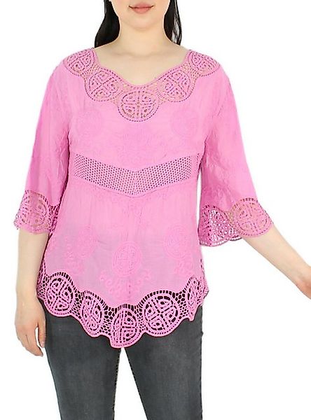 dy_mode Tunika Damen Tunika 3/4 Arm mit Spitze – Leichte Baumwoll Bluse für günstig online kaufen