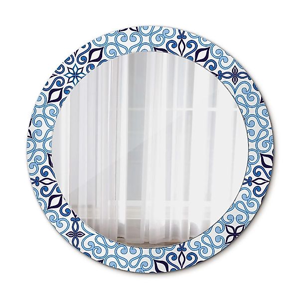 Tulup Bedruckter Spiegel Blaues arabisches Muster 70x70 cm Runder Spiegel B günstig online kaufen