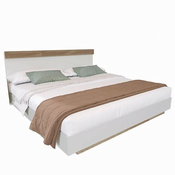 MODFU Massivholzbett Doppelbett Holzbett (Kiefernholz Doppelbett 2 Nachttis günstig online kaufen