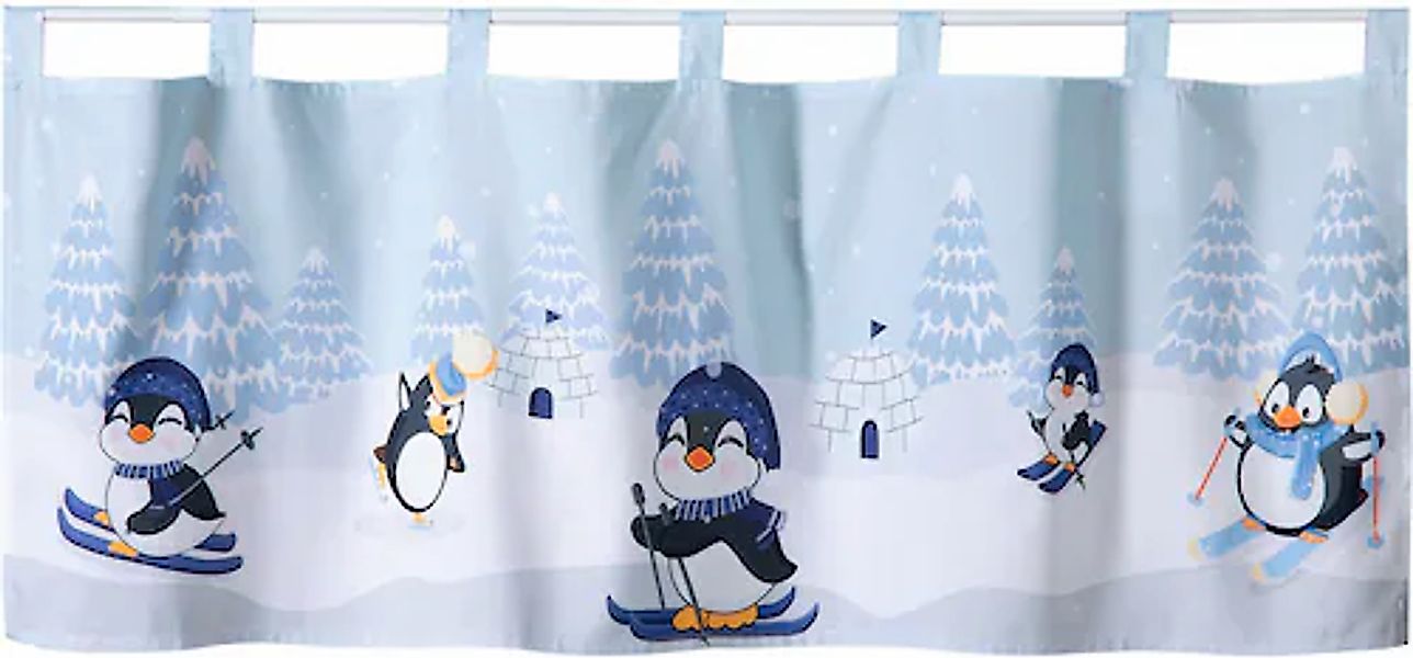 Weckbrodt Scheibengardine »Comic-Pinguine«, (1 St.), Microsatin, blickdicht günstig online kaufen