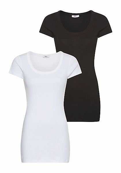 Flashlights T-Shirt 2er-Pack, figurbetonter Schnitt, unifarben, Rundhalsaus günstig online kaufen