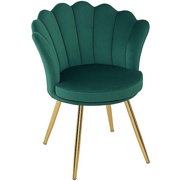 HOMCOM Muschelstuhl Frisierstuhl Samtstuhl Salonstuhl mit goldenen Metallbe günstig online kaufen