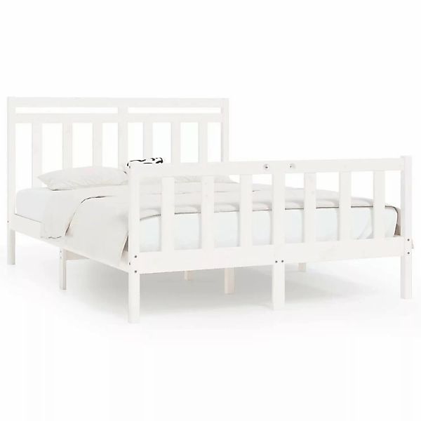 Vidaxl Massivholzbett Weiß Kiefer 150x200 Cm 5ft King Size günstig online kaufen
