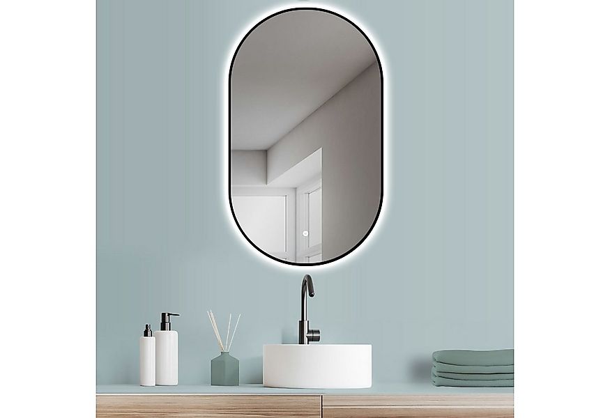 HOKO Badspiegel mit beleuchtung, Spiegel Oval Schwarz 45x75 /50x90 / 60x100 günstig online kaufen