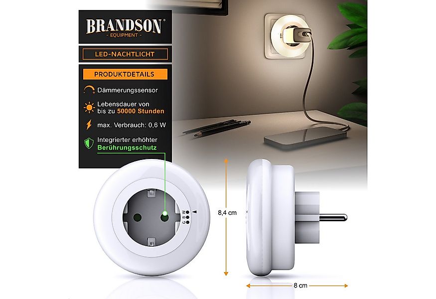 Brandson LED Nachtlicht Nacht & Orientierungslicht mit Steckdose, Helligkei günstig online kaufen