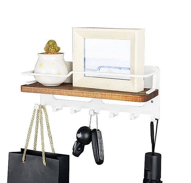 NUODWELL Schlüsselbrett Schlüsselbrett Metall mit Holzablage, Schlüsselabla günstig online kaufen