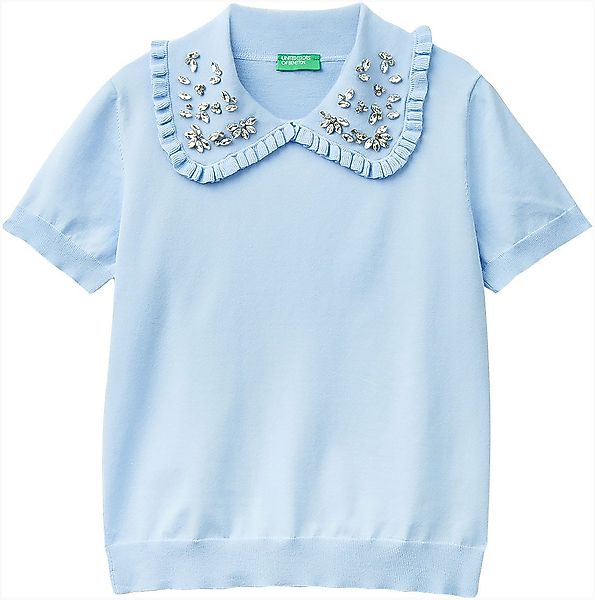 United Colors of Benetton Kurzarmpullover Kragen günstig online kaufen