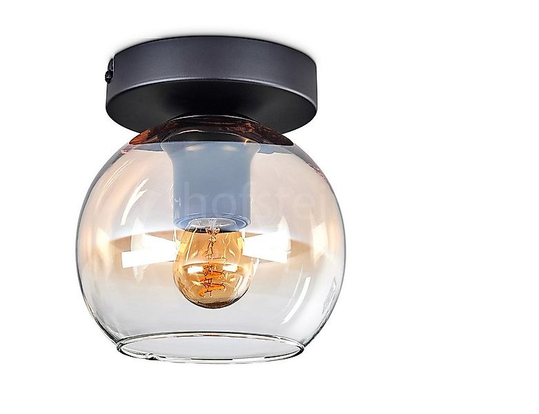 hofstein Deckenleuchte Deckenlampe aus Metall/Glas in Schwarz/Bernsteinfarb günstig online kaufen