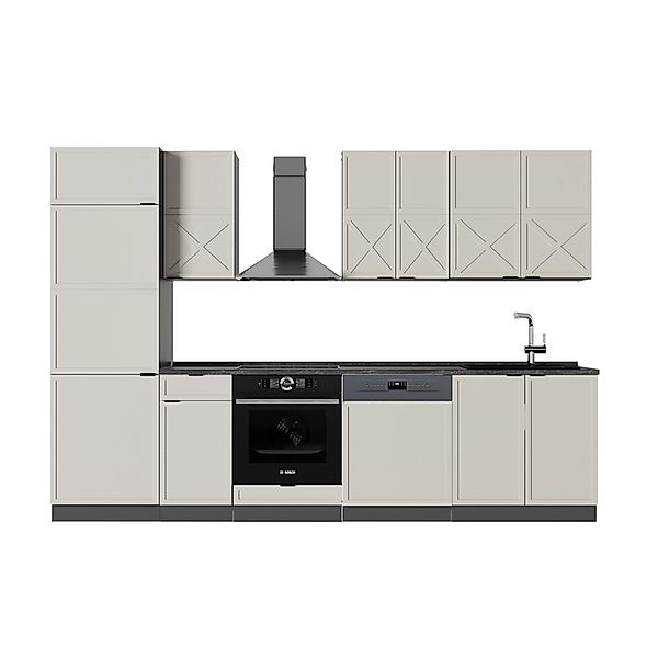 Vicco Fame-Line Küchenzeile GrauBeige/Anthrazit 300 cm AP Anthrazit ohne E- günstig online kaufen