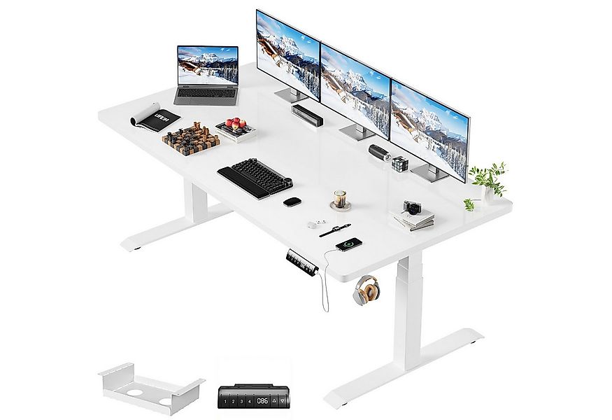 HOMALL Schreibtisch Höhenverstellbarer Einteilige Tischplatte 25mm Tragfähi günstig online kaufen