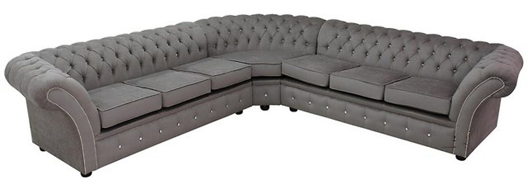 Xlmoebel Ecksofa Textil Chesterfield Ecksofa in Grau mit Polsterung und Sto günstig online kaufen