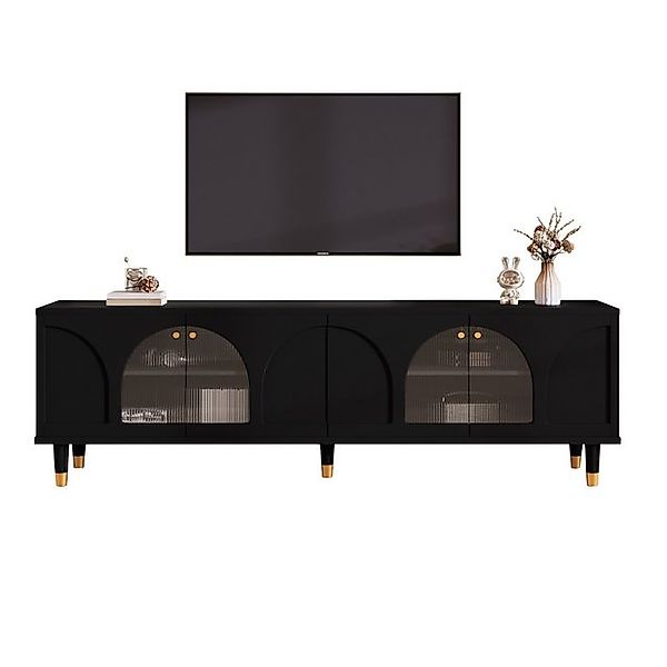 Refined Living TV-Schrank mit gewölbten geriffelten Glastüren, Fernsehtisch günstig online kaufen