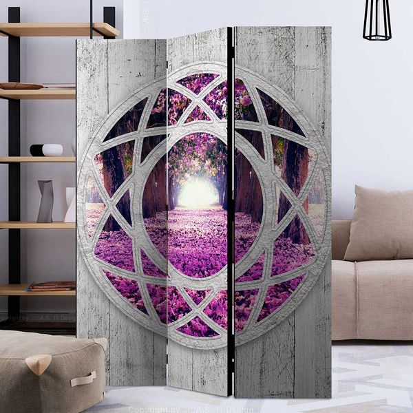 Moderner Paravent in Grau Pink Violett Motiv Allee günstig online kaufen