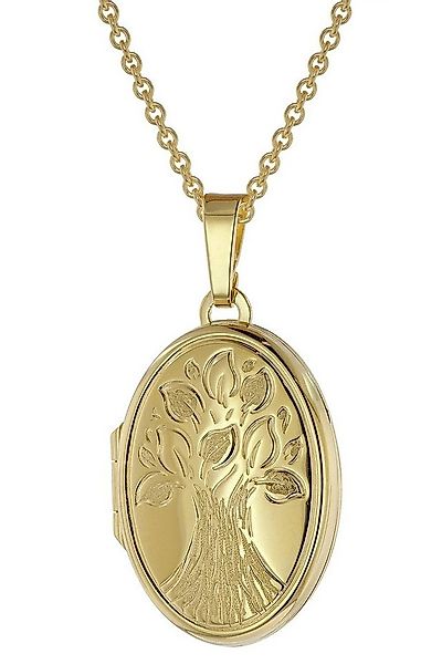 trendor Kette mit Anhänger Medaillon mit Kette Gold plattiertes 925 Silber günstig online kaufen