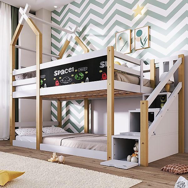 Flieks Etagenbett, Hochbett Hausbett Treppe mit günstig online kaufen