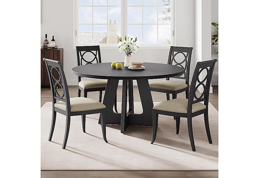 GarveeMore Esstisch runder im Industriestil mit Holzplatte und Beinen,120cm günstig online kaufen