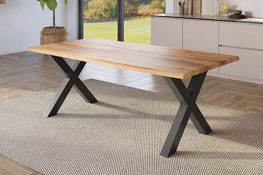 SAM® Esstisch Thorin, Verschiedene Optiken, X-Metallgestell, Baumkante günstig online kaufen