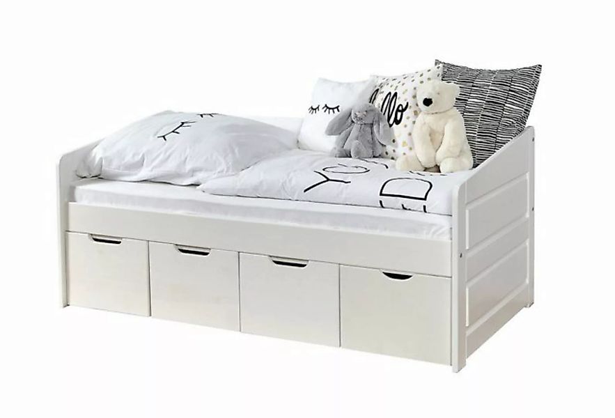 Ticaa Funktionsbett Sofabett MINI Micki 80x160 Buche Weiß (Set), Entweder m günstig online kaufen