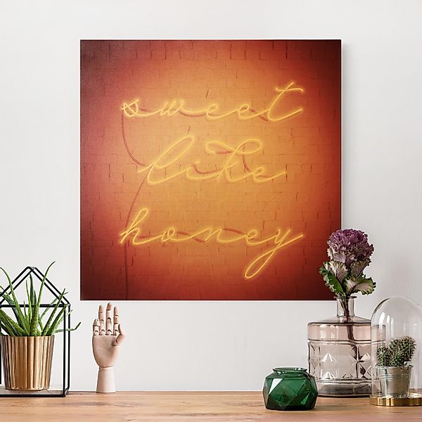 Leinwandbild Gold Neon Schriftzug - sweet like honey günstig online kaufen