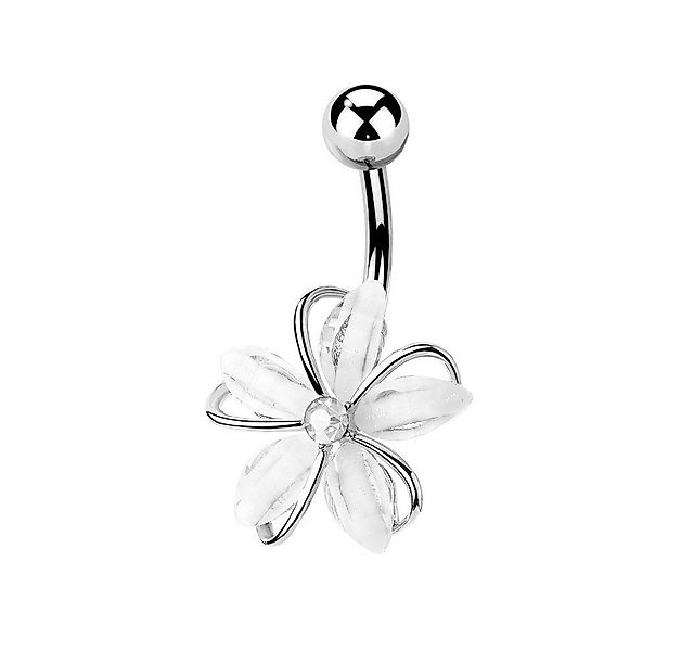 Taffstyle Bauchnabelpiercing Bauchnabelpiercing Zirkonia Kristall Blume wei günstig online kaufen