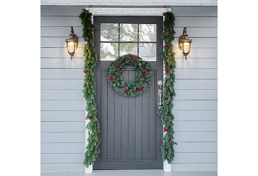 Kunstgirlande Weihnachtsgirlande Tanne, HOMCOM, Höhe 8 cm, Weihnachtsgirlan günstig online kaufen