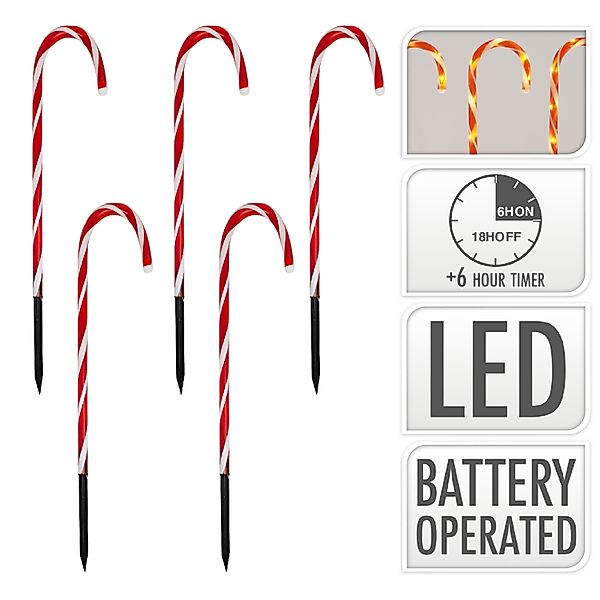 ToCi LED-Lichterkette Gartenstecker LED Zuckerstangen Weihnachts günstig online kaufen