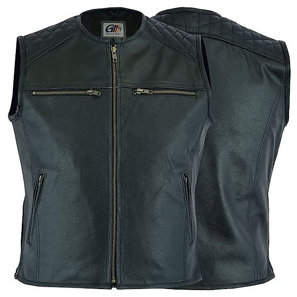 German Wear Motorradweste GW694 Black Motorrad Lederweste Biker Motorradwes günstig online kaufen