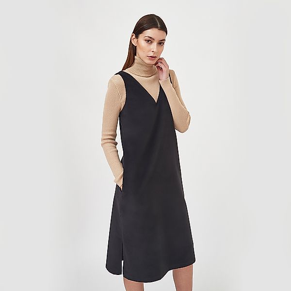 V-ausschnitt Cord Kleid günstig online kaufen