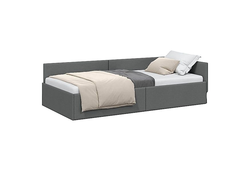 vidaXL Bett Eckbettgestell mit Kopfteil Dunkelgrau 80 cm x 200 cm Samt (1-t günstig online kaufen