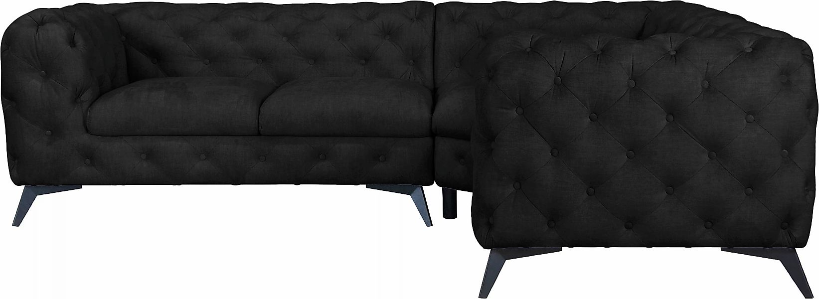 Leonique Chesterfield-Sofa "Ecksofa GLYNIS L-Form mit Wellenunterfederung, günstig online kaufen
