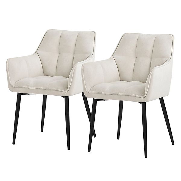 ML-Design Esszimmerstühle 2er Set aus Frotteestoff Creme Küchenstuhl günstig online kaufen